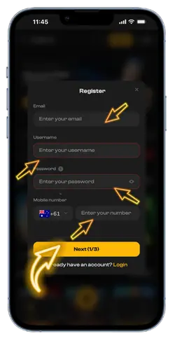 Jokaviproom official website data entry screen during account registration