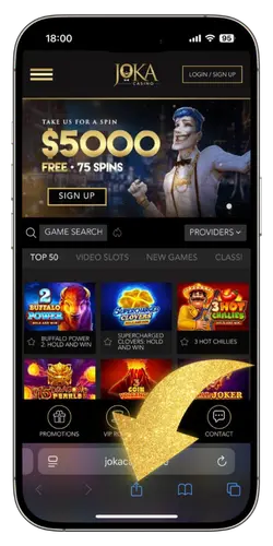 Safari share icon used to add Joka casino mobile site to the home screen