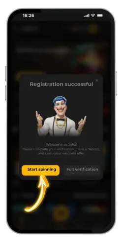 Jokaviproom new site welcome screen for new VIP members